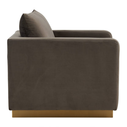 Canapé 1 place moderne en velours Nervo, fauteuil d'appoint avec base carrée en acier inoxydable doré pour salon et chambre - 32,67
