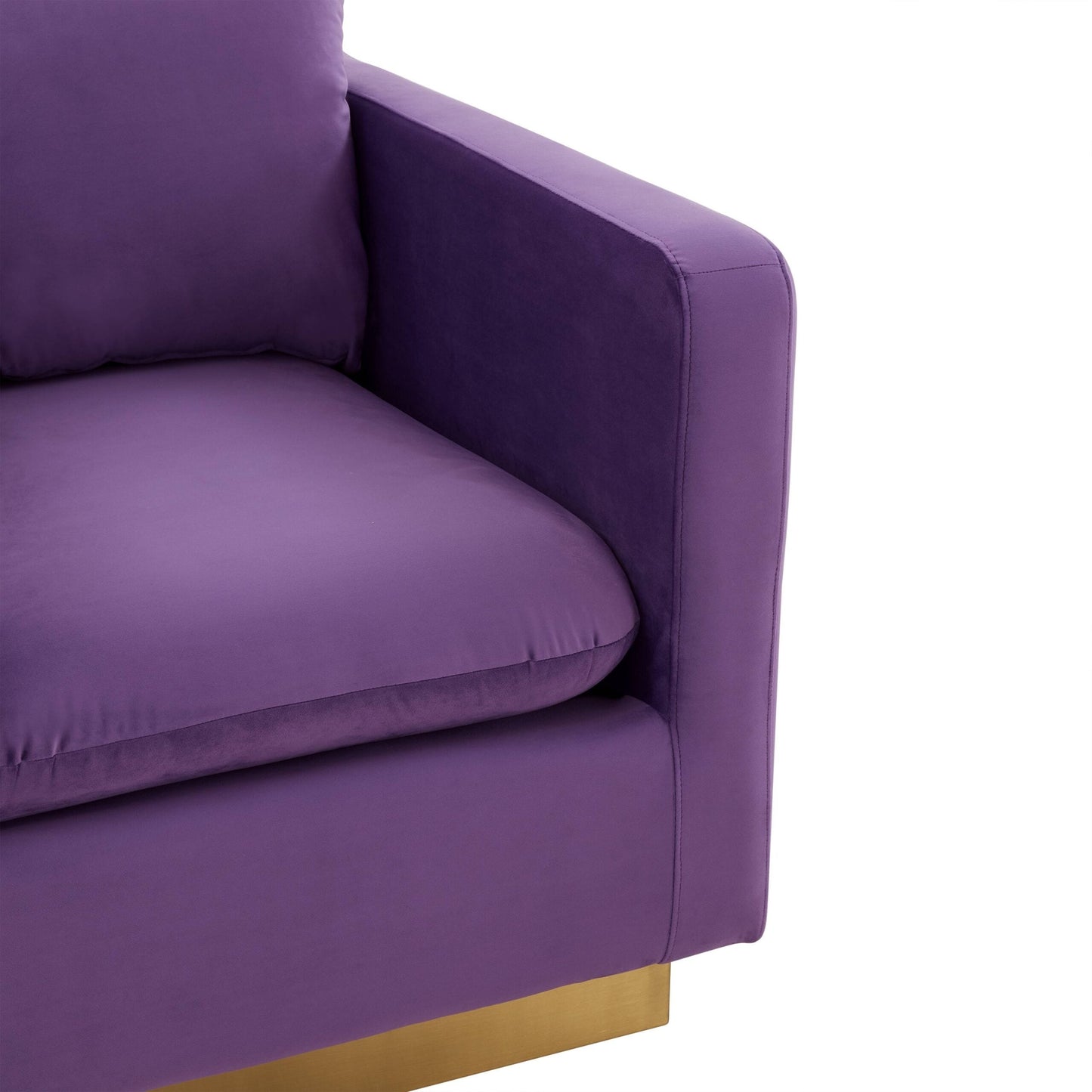 Canapé 1 place moderne en velours Nervo, fauteuil d'appoint avec base carrée en acier inoxydable doré pour salon et chambre - 32,67