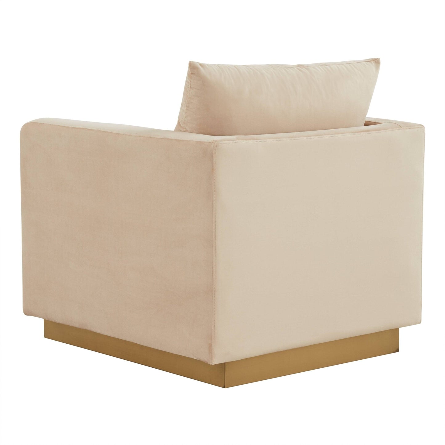 Canapé 1 place moderne en velours Nervo, fauteuil d'appoint avec base carrée en acier inoxydable doré pour salon et chambre - 32,67