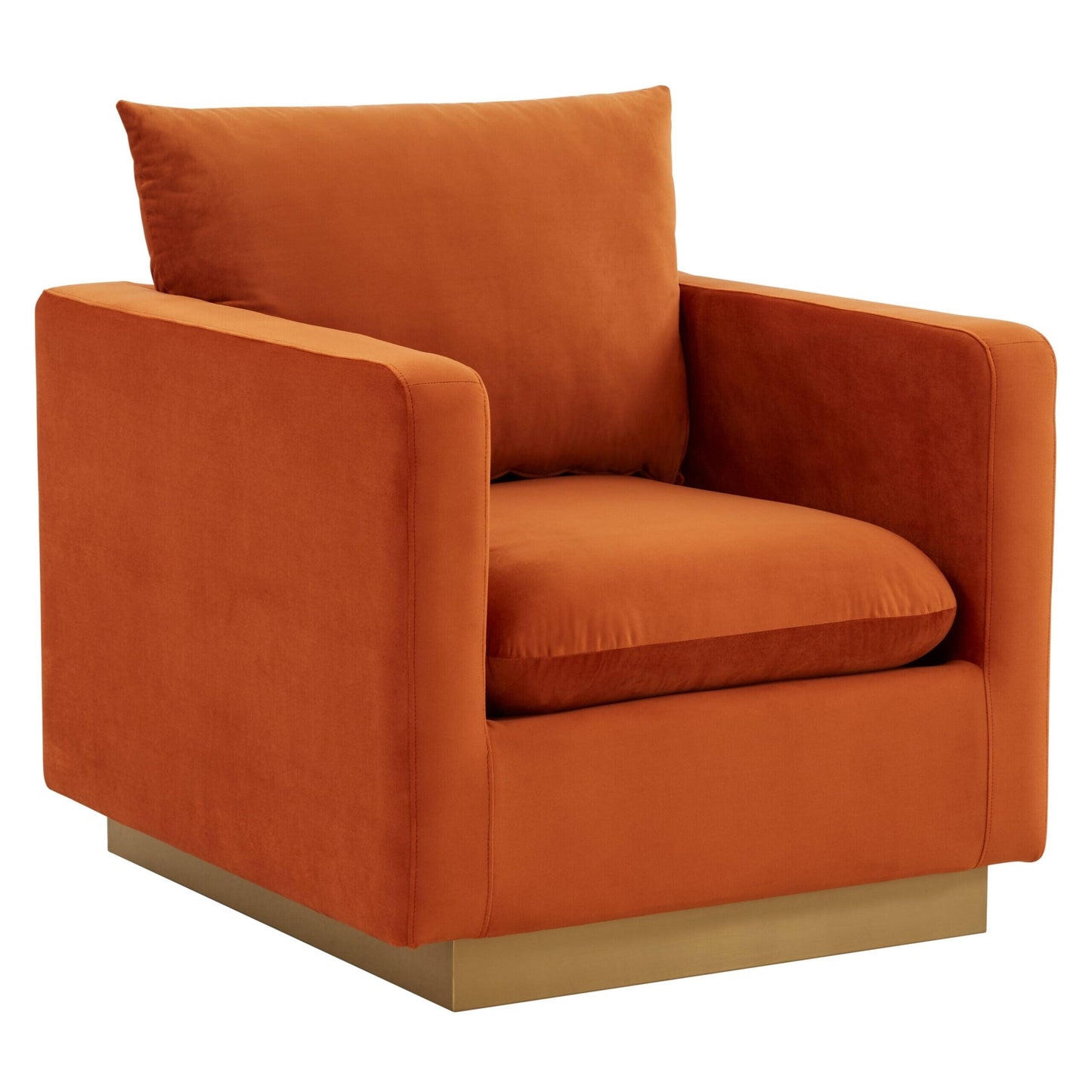 Canapé 1 place moderne en velours Nervo, fauteuil d'appoint avec base carrée en acier inoxydable doré pour salon et chambre - 32,67