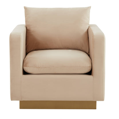 Canapé 1 place moderne en velours Nervo, fauteuil d'appoint avec base carrée en acier inoxydable doré pour salon et chambre - 32,67