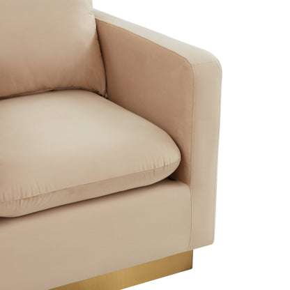Canapé 1 place moderne en velours Nervo, fauteuil d'appoint avec base carrée en acier inoxydable doré pour salon et chambre - 32,67