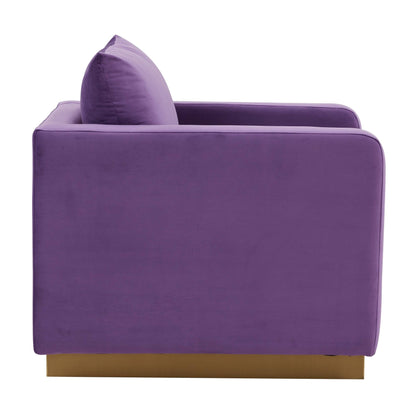 Canapé 1 place moderne en velours Nervo, fauteuil d'appoint avec base carrée en acier inoxydable doré pour salon et chambre - 32,67