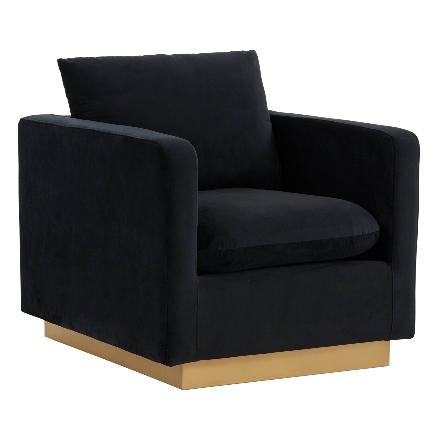 Canapé 1 place moderne en velours Nervo, fauteuil d'appoint avec base carrée en acier inoxydable doré pour salon et chambre - 32,67