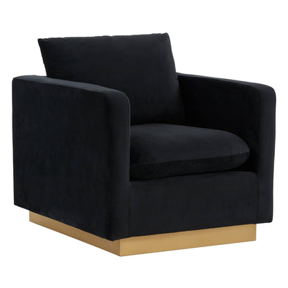 Canapé 1 place moderne en velours Nervo, fauteuil d'appoint avec base carrée en acier inoxydable doré pour salon et chambre - 32,67