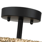 Plafonnier semi-encastré Lennie de 13,6 po à 2 lumières en rotin naturel – 13,6 po de largeur