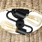 Plafonnier semi-encastré Lennie de 13,6 po à 2 lumières en rotin naturel – 13,6 po de largeur