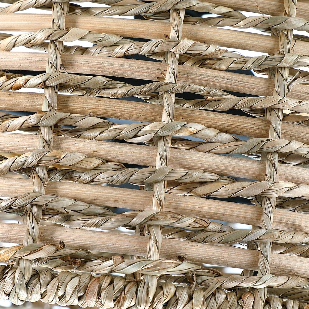 Plafonnier semi-encastré Lennie de 13,6 po à 2 lumières en rotin naturel – 13,6 po de largeur