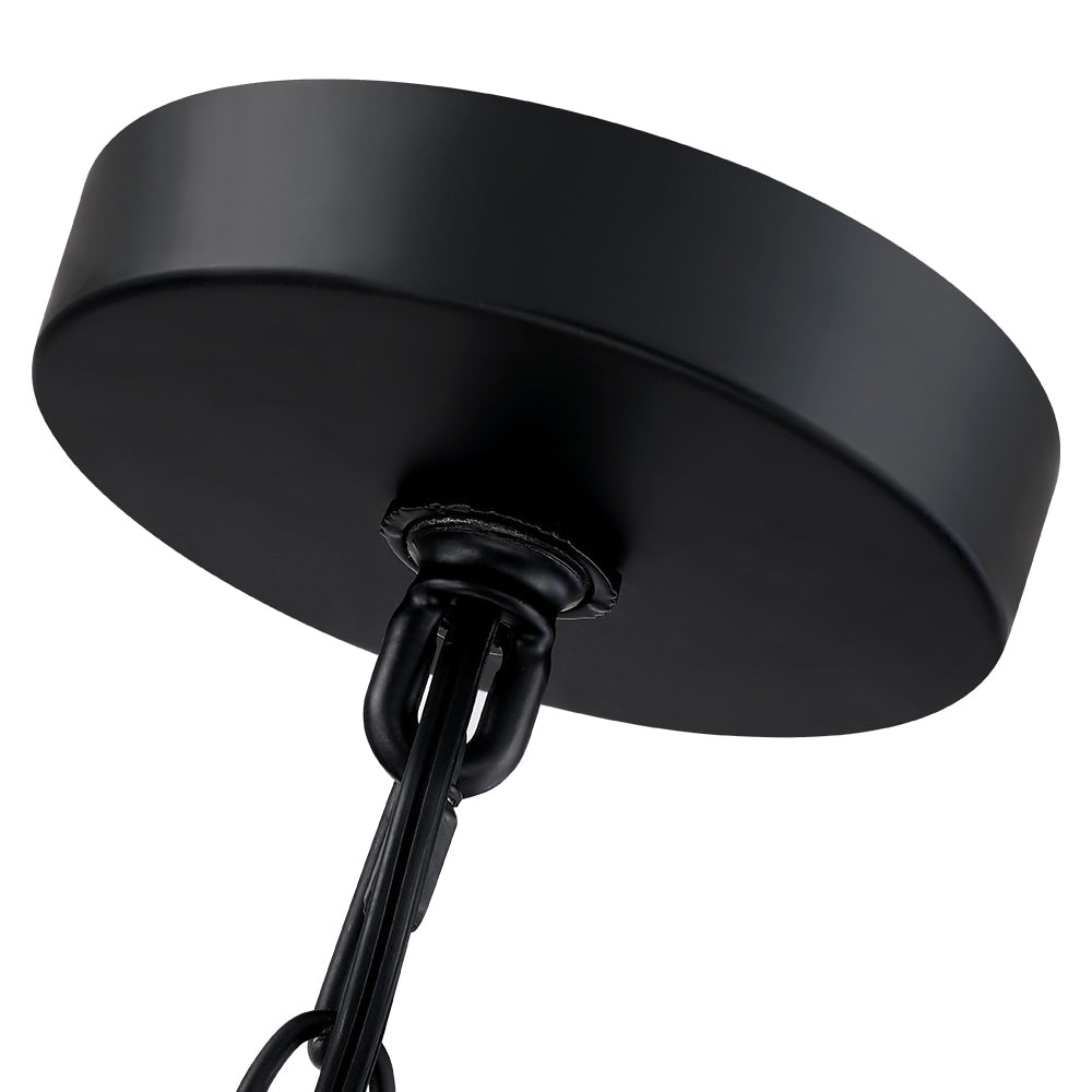 Lustre tambour à 4 lumières en rotin Lennie de 20 po avec auvent noir - 20 po de largeur - 20 po de largeur