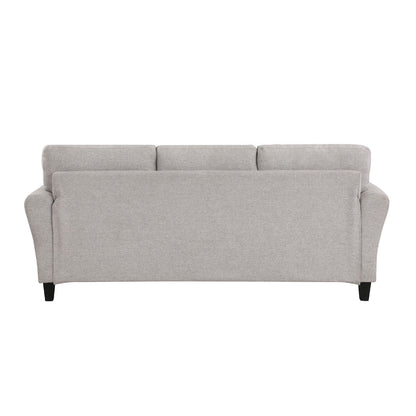 Canapé Leroi, 81 pouces, tissu gris et accoudoirs ronds évasés