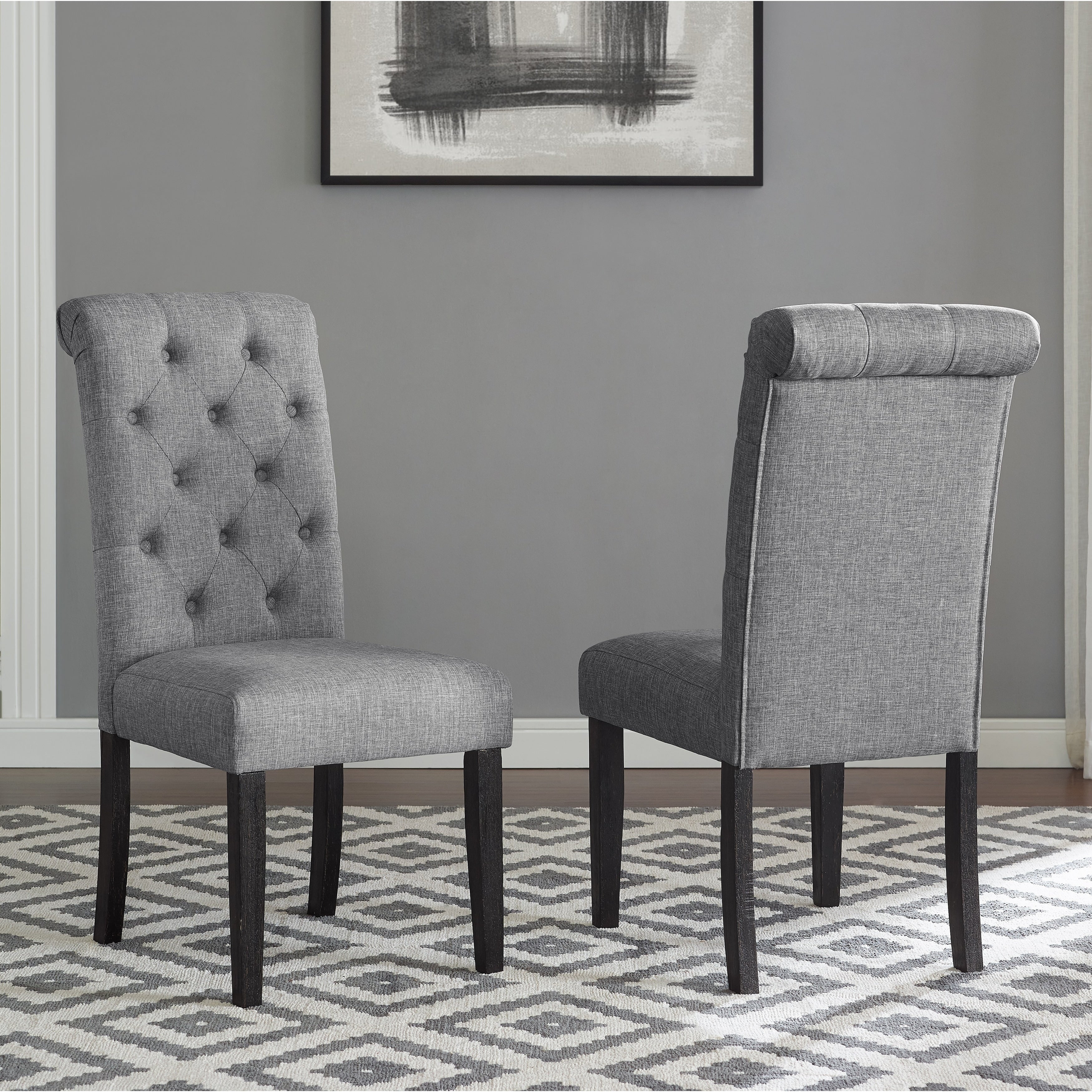 Chaise de salle à manger capitonnée en bois massif Leviton de Roundhill Furniture (lot de 2)