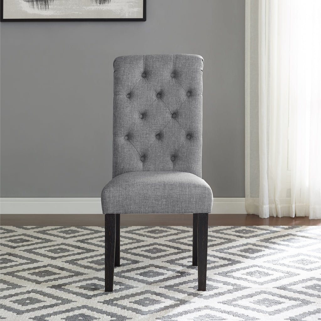 Chaise de salle à manger capitonnée en bois massif Leviton de Roundhill Furniture (lot de 2)