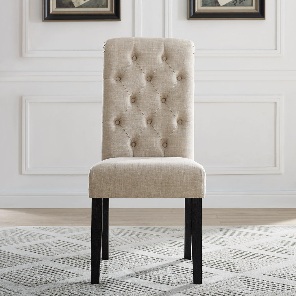 Chaise de salle à manger capitonnée en bois massif Leviton de Roundhill Furniture (lot de 2)