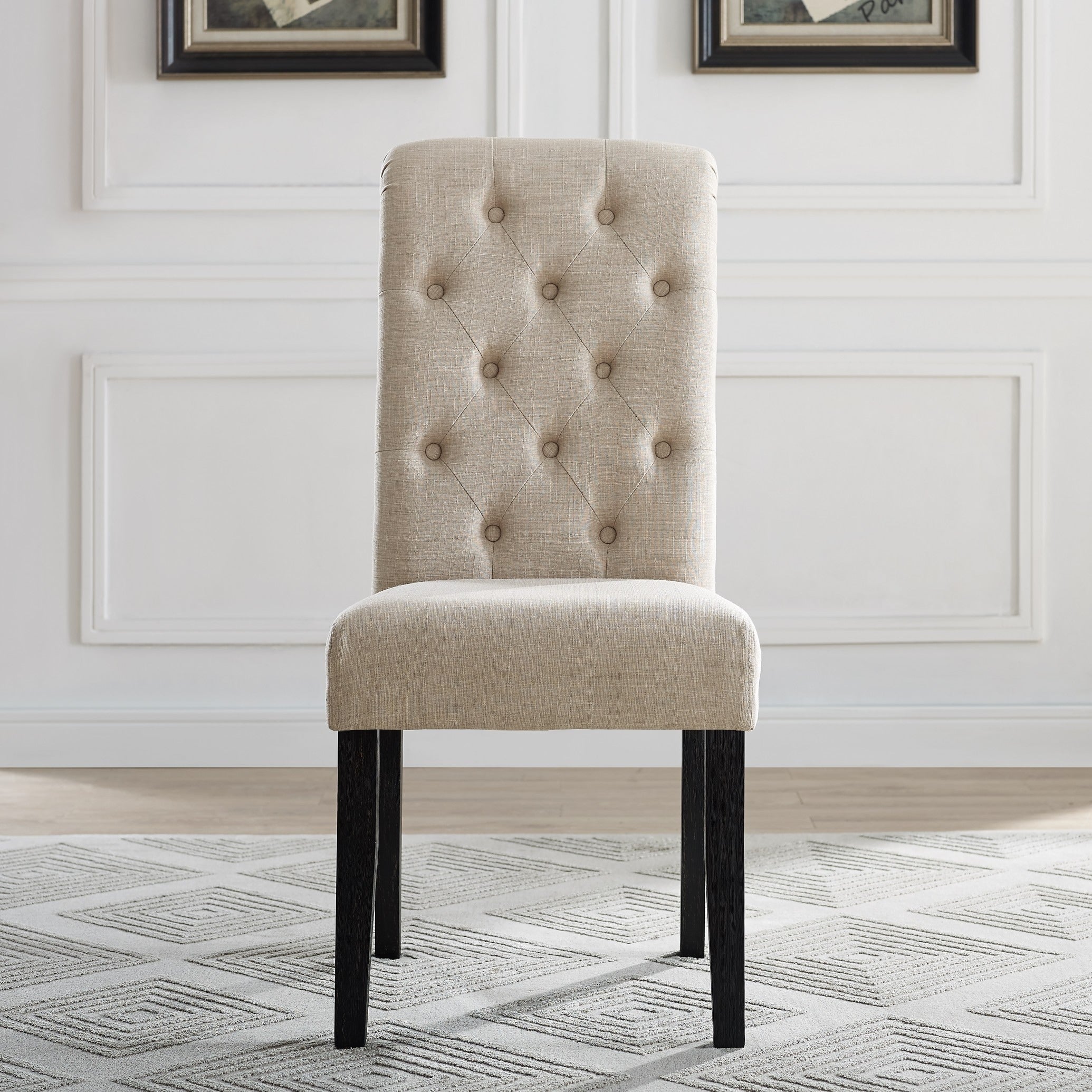 Chaise de salle à manger capitonnée en bois massif Leviton de Roundhill Furniture (lot de 2)