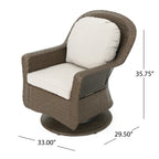 Ensemble de 3 chaises pivotantes d'extérieur Liam en osier avec coussin par Christopher Knight Home