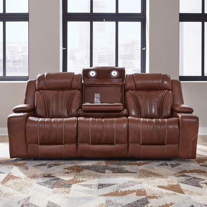 Canapé électrique Caswell de Liberty Furniture, cuir châtaignier - Largeur 91 x Profondeur 40 x Hauteur 42