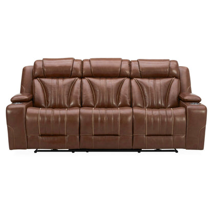 Canapé électrique Caswell de Liberty Furniture, cuir châtaignier - Largeur 91 x Profondeur 40 x Hauteur 42