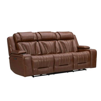 Canapé électrique Caswell de Liberty Furniture, cuir châtaignier - Largeur 91 x Profondeur 40 x Hauteur 42