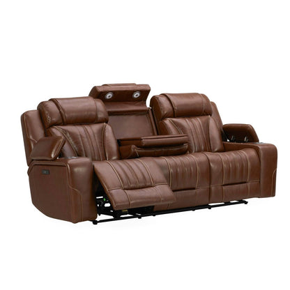 Canapé électrique Caswell de Liberty Furniture, cuir châtaignier - Largeur 91 x Profondeur 40 x Hauteur 42