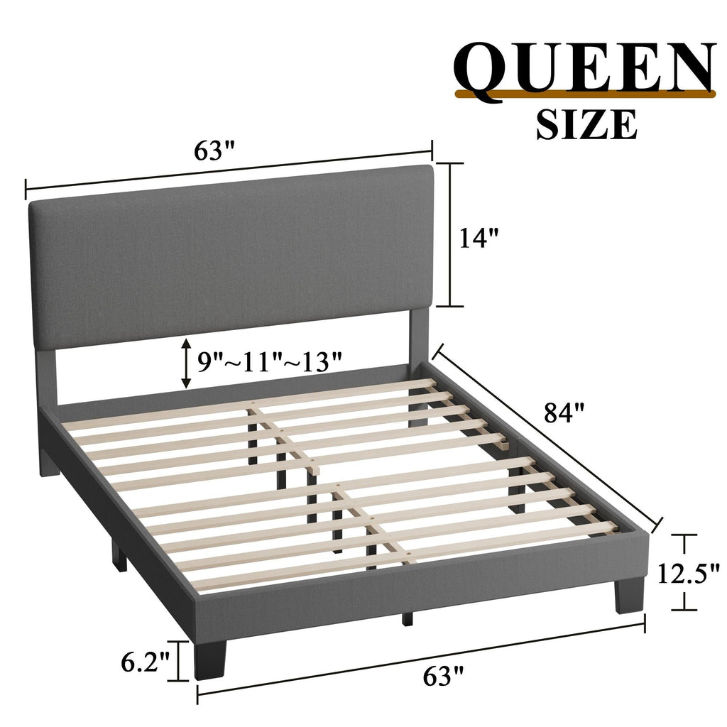 Cadre de lit plateforme rembourré réglable Lifezone Queen Size