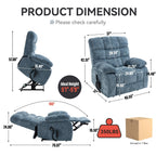 Fauteuil inclinable releveur à massage thermique, double moteur, position infinie, jusqu'à 350 lb, grands fauteuils inclinables électriques releveurs