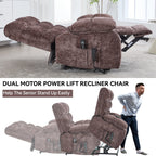 Fauteuil inclinable releveur à massage thermique, double moteur, position infinie, jusqu'à 350 lb, grands fauteuils inclinables électriques releveurs