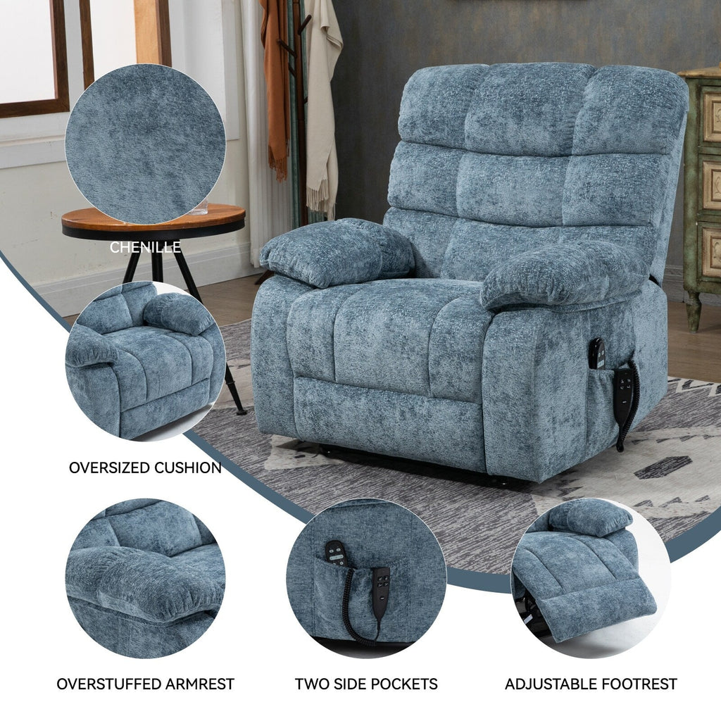 Fauteuil inclinable releveur à massage thermique, double moteur, position infinie, jusqu'à 350 lb, grands fauteuils inclinables électriques releveurs