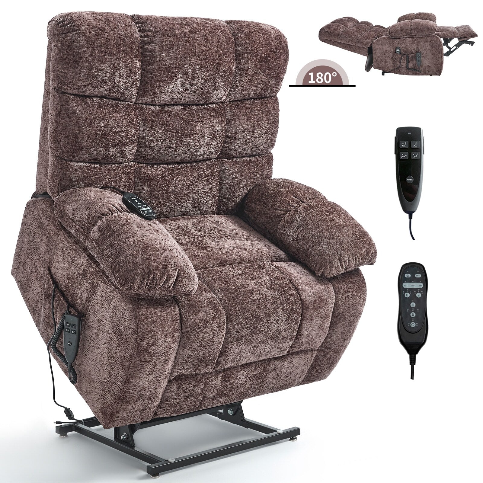 Fauteuil inclinable releveur à massage thermique, double moteur, position infinie, jusqu'à 350 lb, grands fauteuils inclinables électriques releveurs