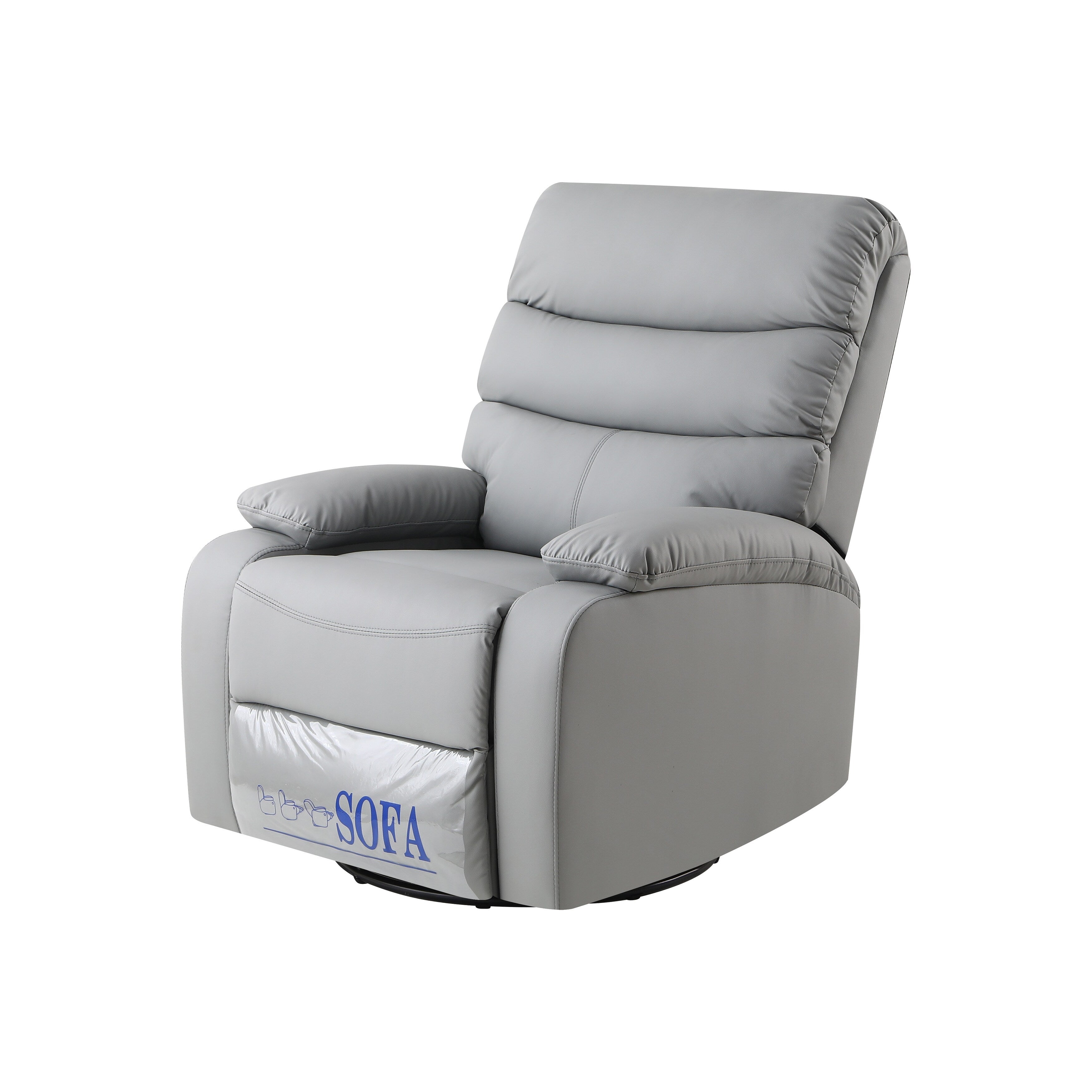 Fauteuil inclinable manuel pivotant à 360° en cuir synthétique gris clair avec protection anti-salissure pour les pieds et tissu résistant aux rayures des chats
