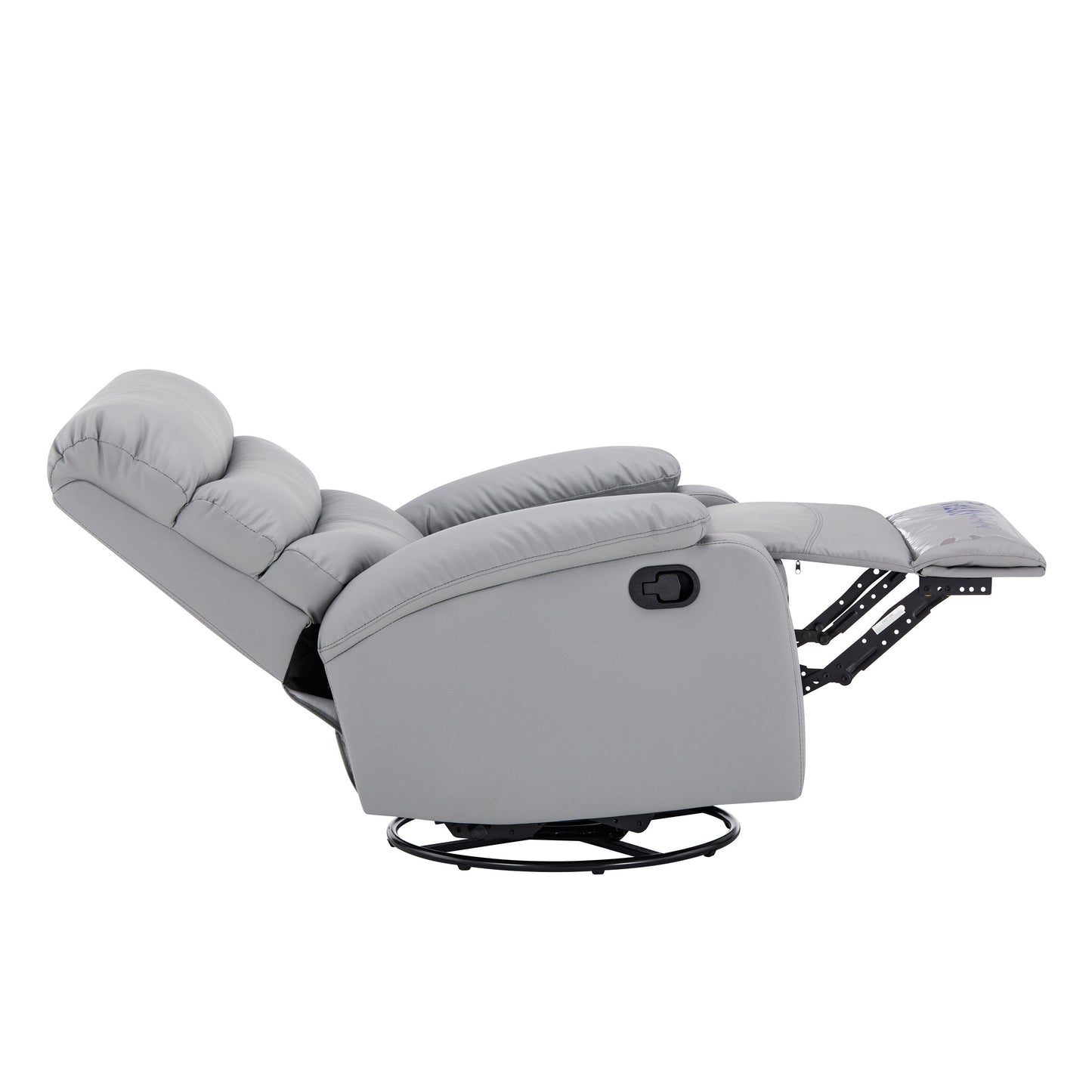 Fauteuil inclinable manuel pivotant à 360° en cuir synthétique gris clair avec protection anti-salissure pour les pieds et tissu résistant aux rayures des chats