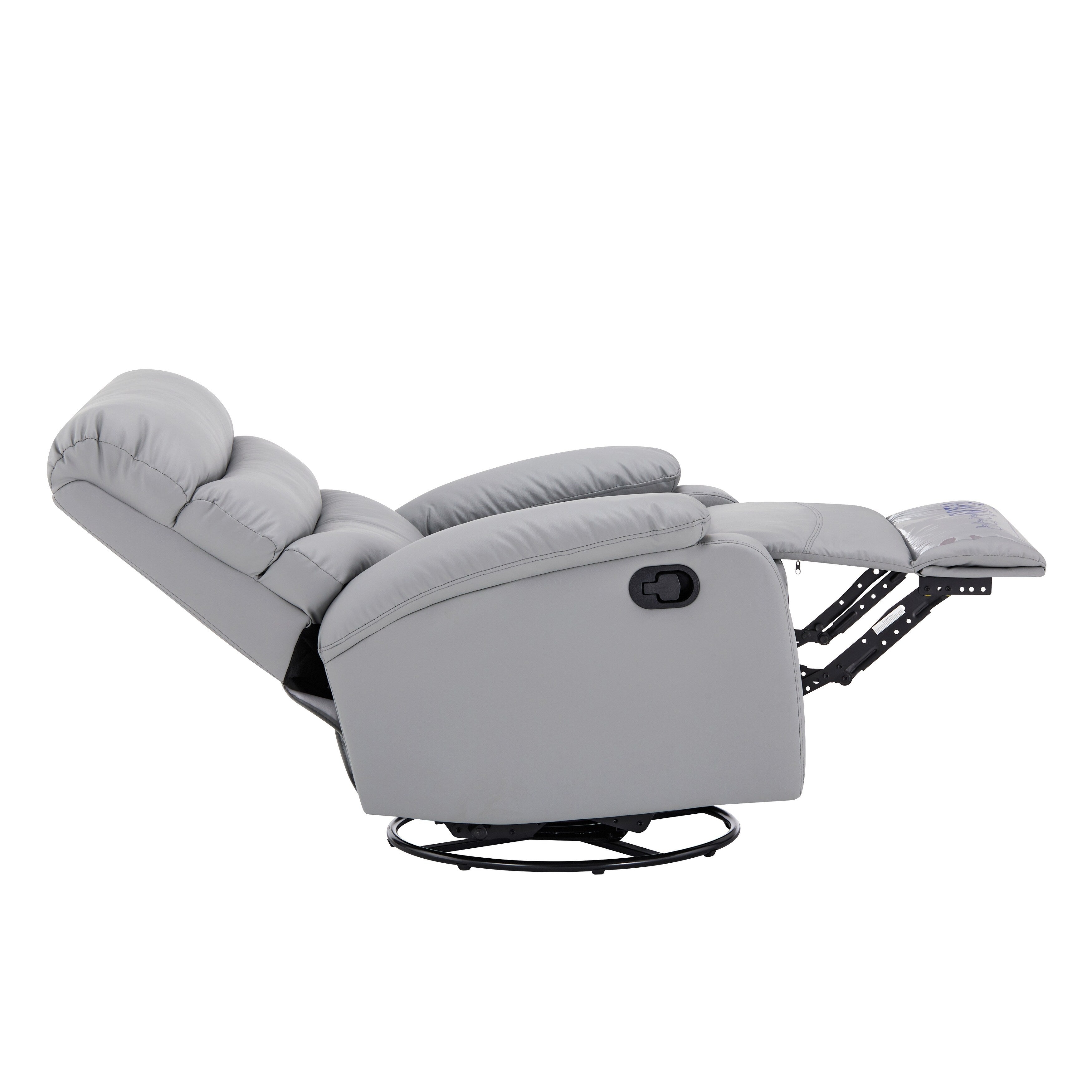 Fauteuil inclinable manuel pivotant à 360° en cuir synthétique gris clair avec protection anti-salissure pour les pieds et tissu résistant aux rayures des chats