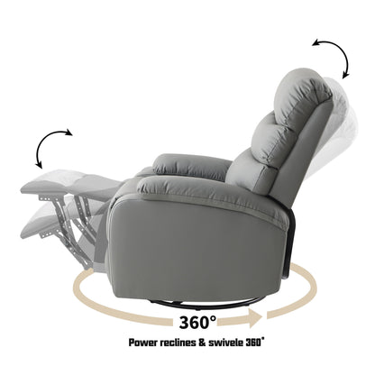 Fauteuil inclinable manuel pivotant à 360° en cuir synthétique gris clair avec protection anti-salissure pour les pieds et tissu résistant aux rayures des chats