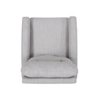 Fauteuil inclinable pivotant et rembourré en tissu gris clair moderne avec repose-pieds et dossier capitonné