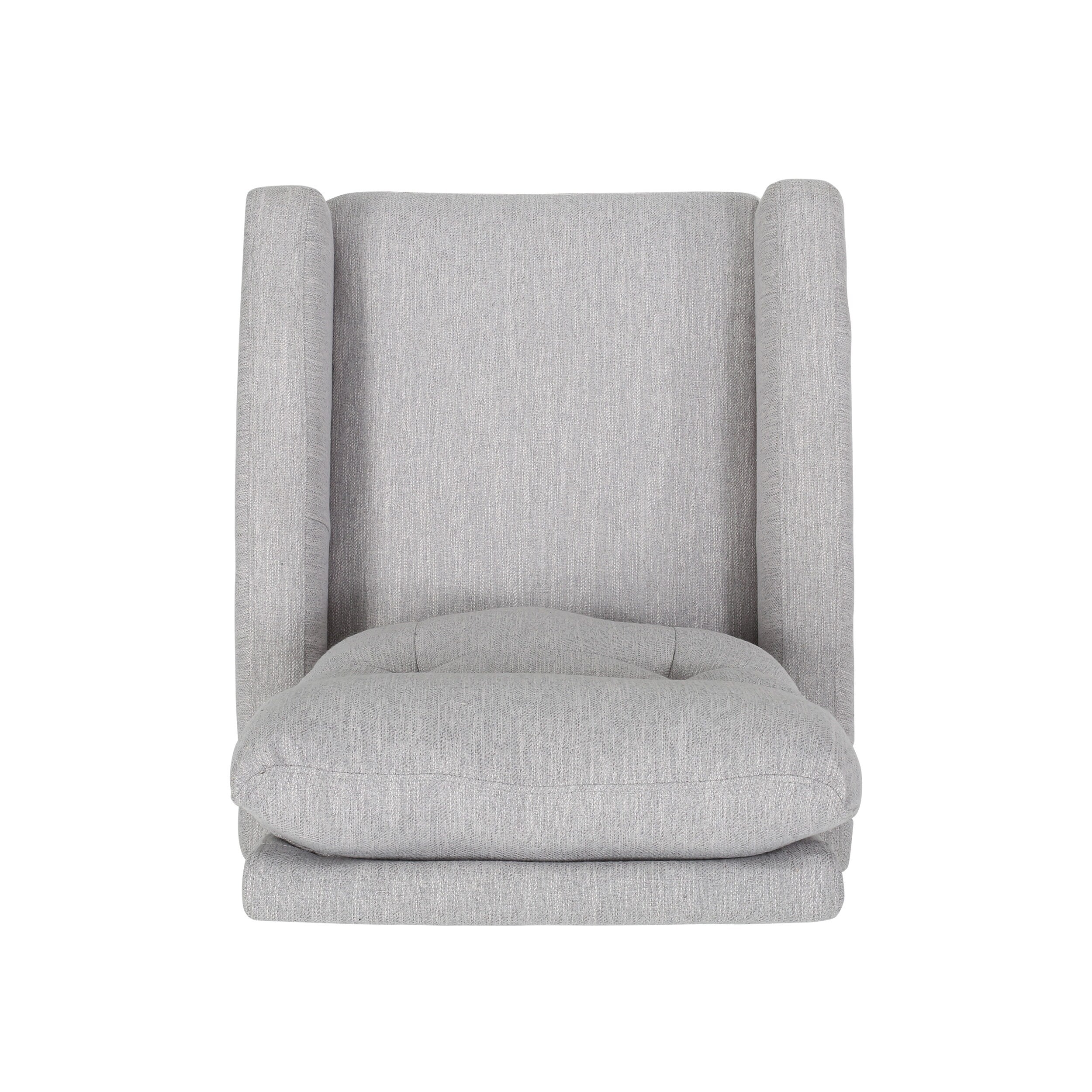 Fauteuil inclinable pivotant et rembourré en tissu gris clair moderne avec repose-pieds et dossier capitonné