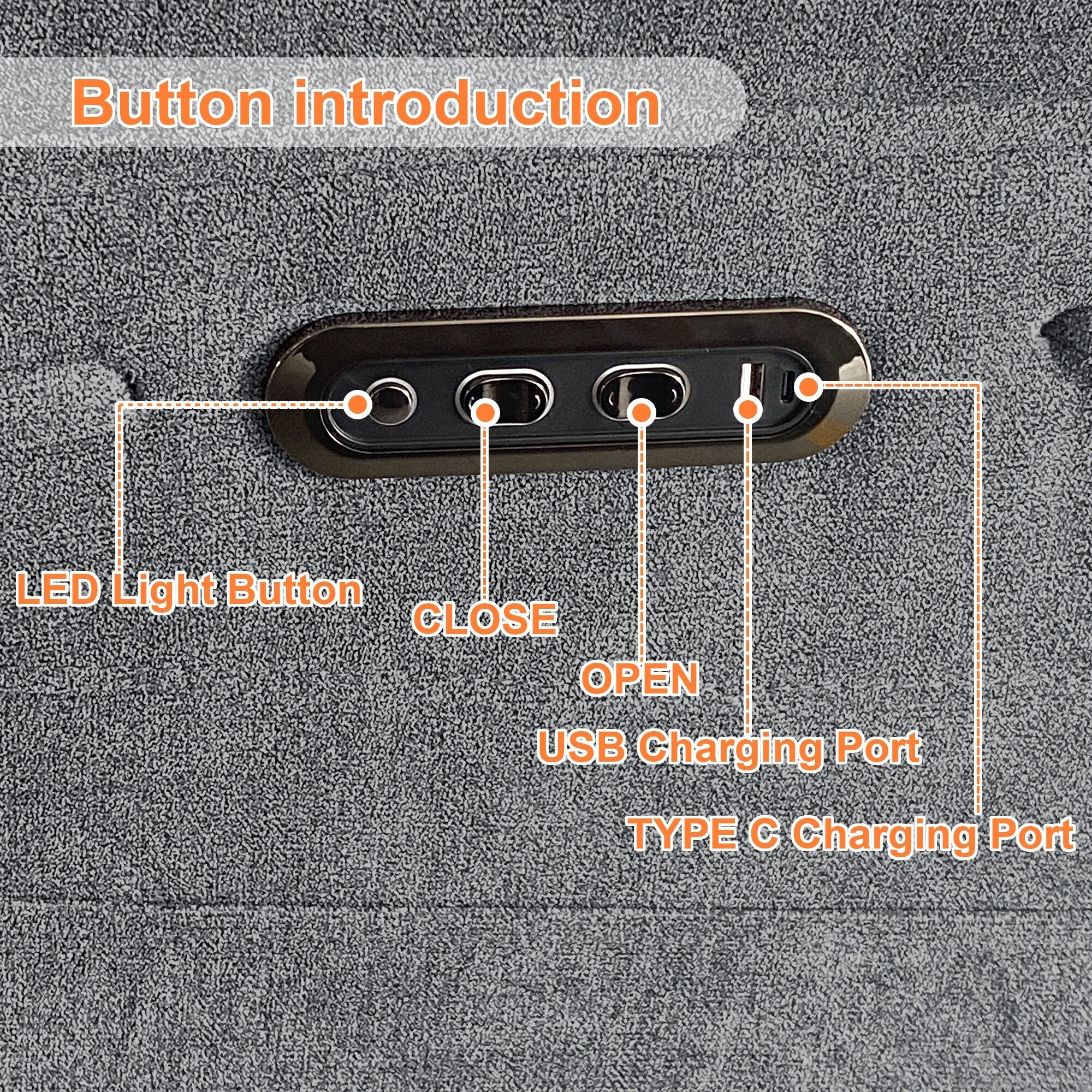 Fauteuil inclinable électrique pivotant à 270° surdimensionné gris clair avec haut-parleur Bluetooth, éclairage LED, ports USB et Type-C