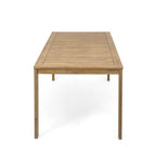 Ensemble de salle à manger d'extérieur 7 pièces en teck clair avec coussin gris beige clair et trou pour parasol