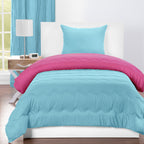 Parure de lit réversible Lil' Sis turquoise et rose vif