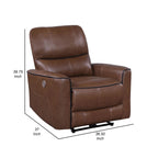 Fauteuil inclinable électrique Lima, similicuir marron, port USB, coussins en mousse