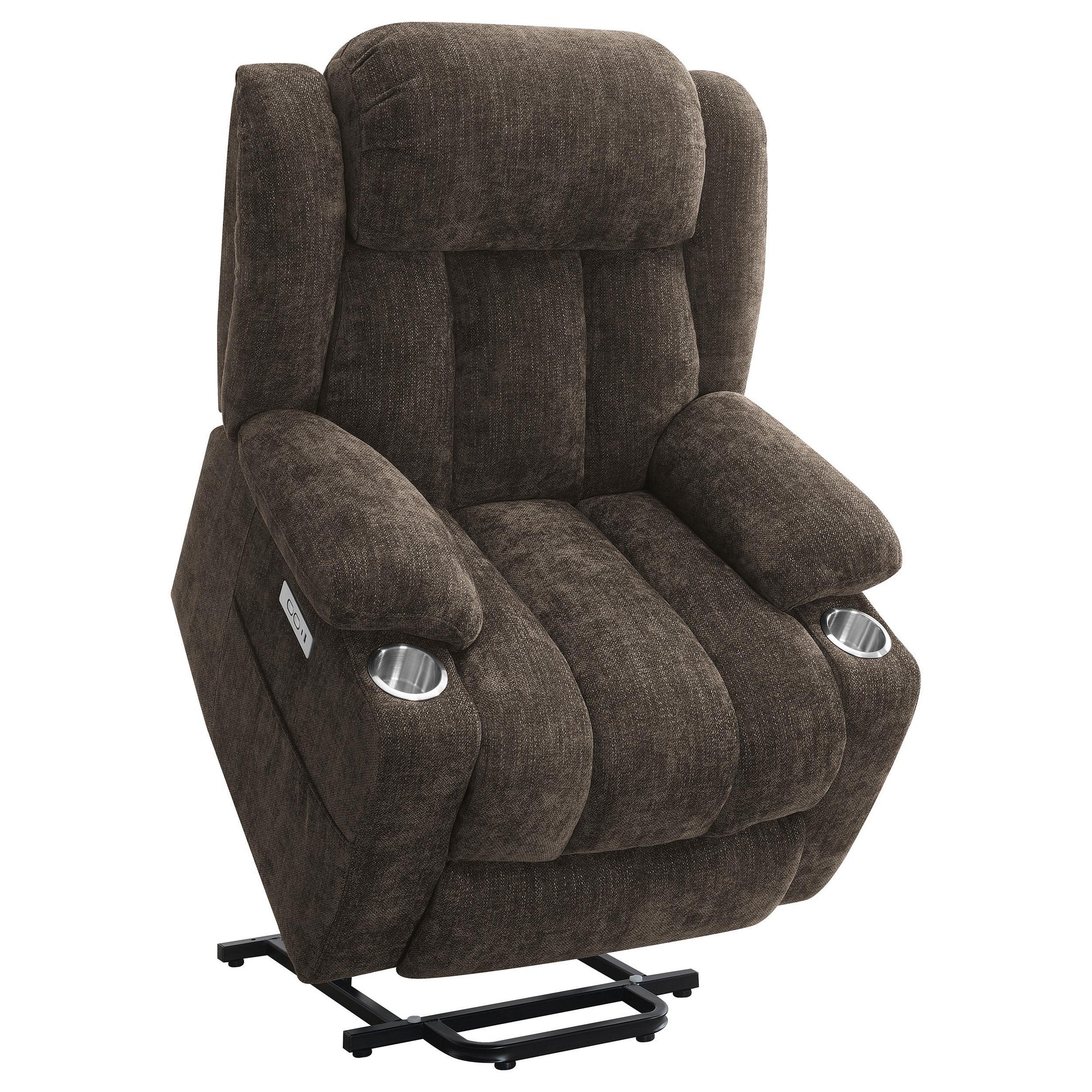 Fauteuil inclinable électrique Limi, marron foncé, port USB, porte-gobelets