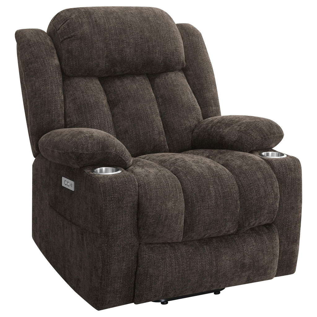 Fauteuil inclinable électrique Limi, marron foncé, port USB, porte-gobelets