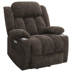 Fauteuil inclinable électrique Limi, marron foncé, port USB, porte-gobelets