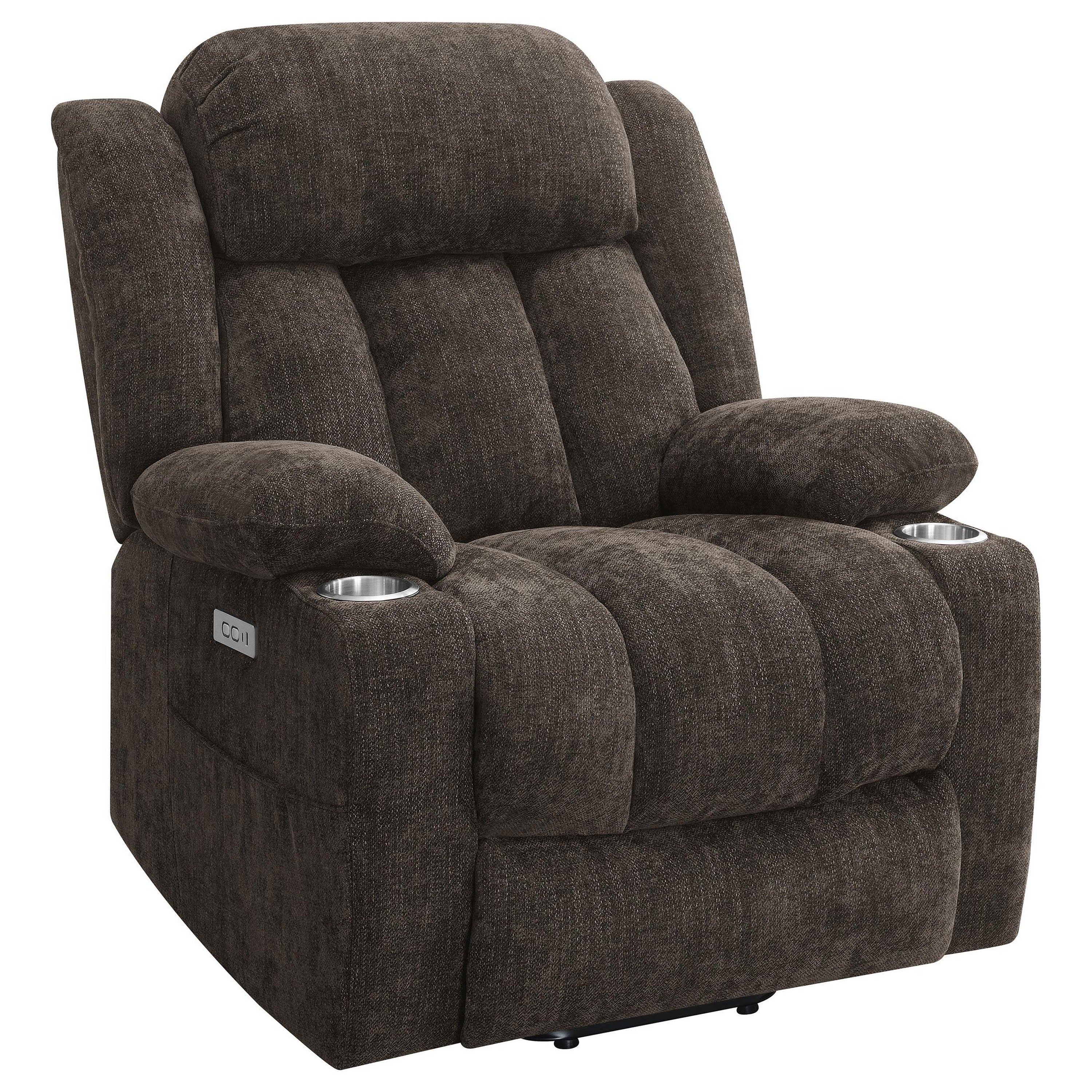Fauteuil inclinable électrique Limi, marron foncé, port USB, porte-gobelets