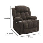 Fauteuil inclinable électrique Limi, marron foncé, port USB, porte-gobelets