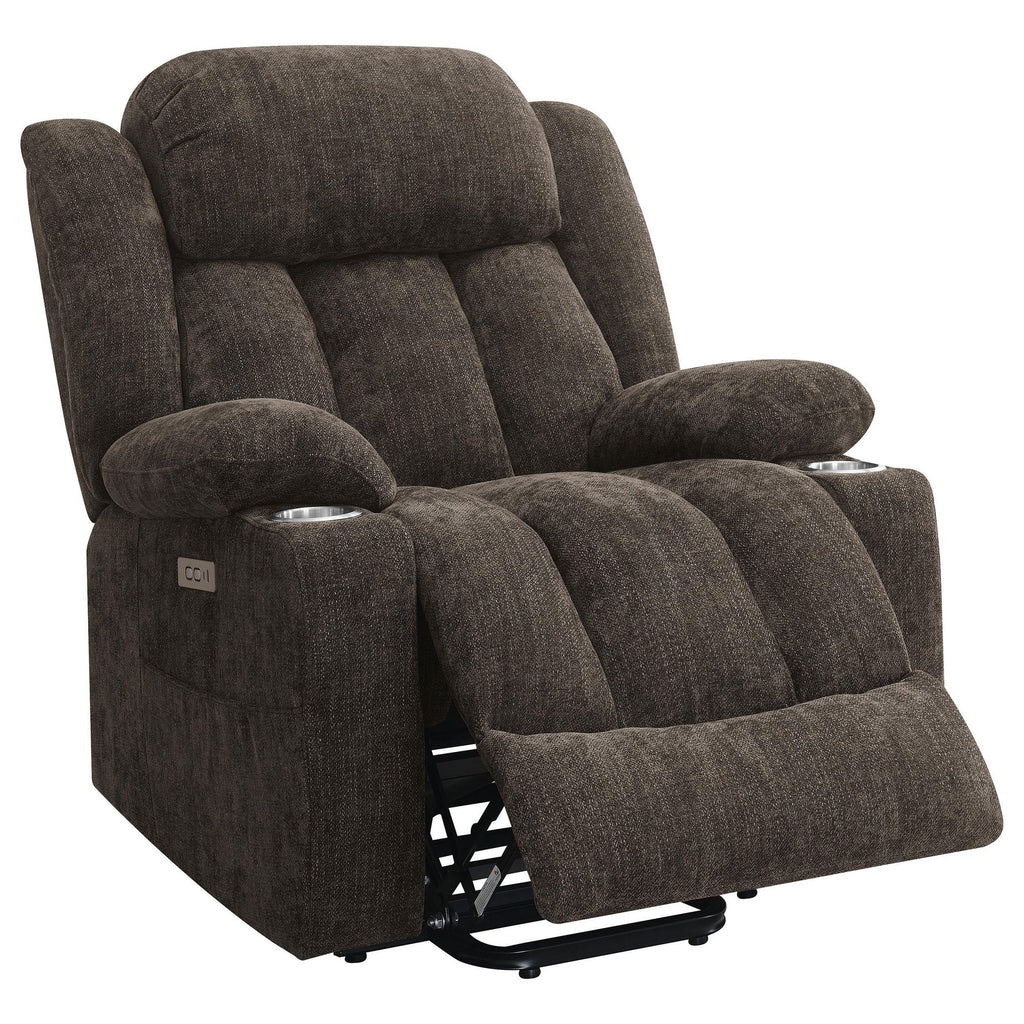 Fauteuil inclinable électrique Limi, marron foncé, port USB, porte-gobelets