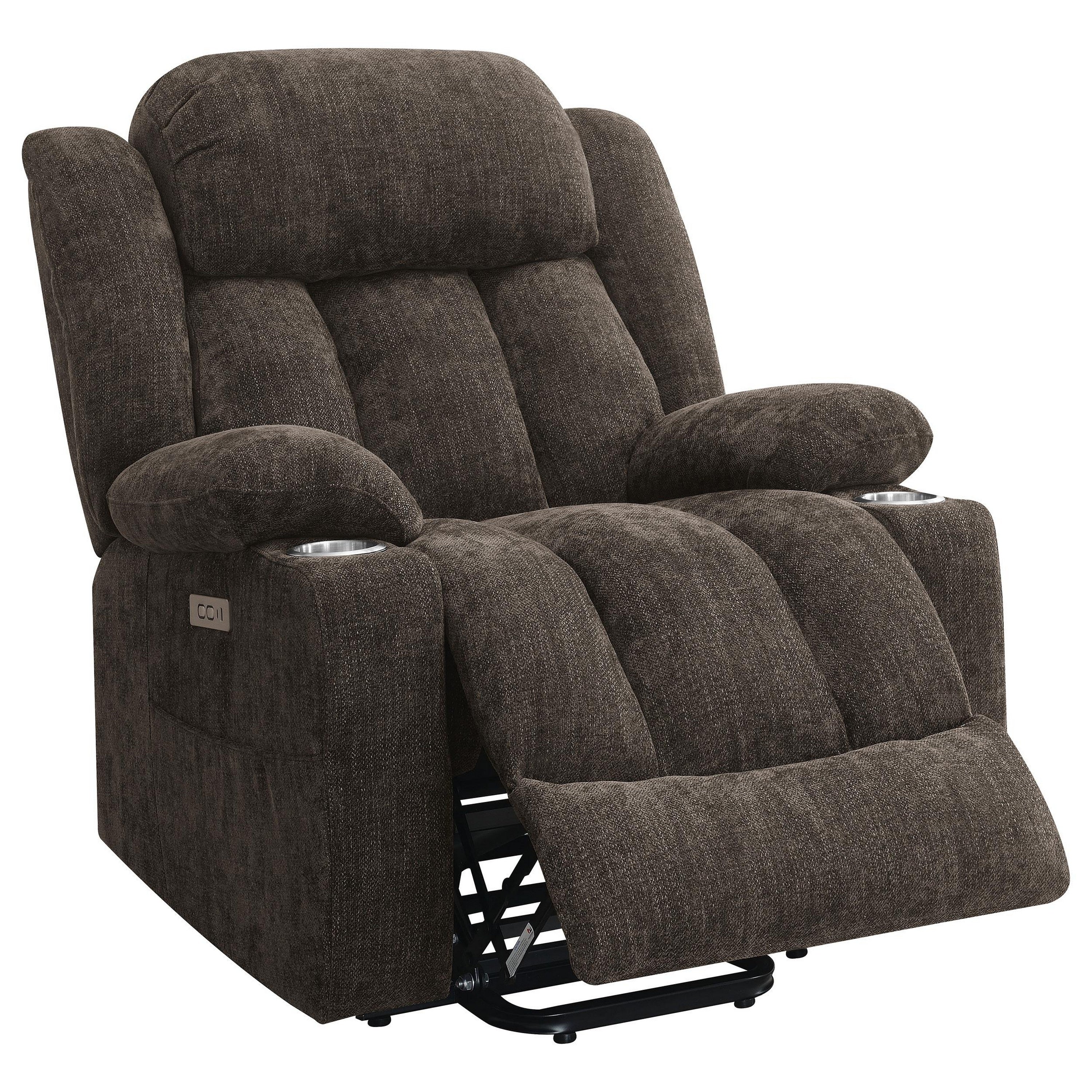 Fauteuil inclinable électrique Limi, marron foncé, port USB, porte-gobelets