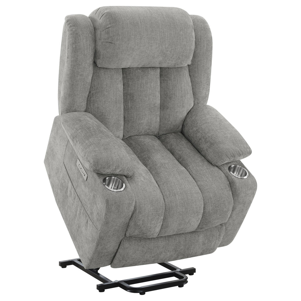 Fauteuil inclinable électrique Limi, gris clair, port USB, porte-gobelets