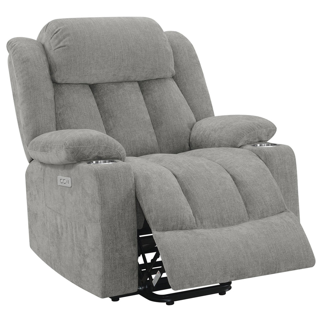 Fauteuil inclinable électrique Limi, gris clair, port USB, porte-gobelets