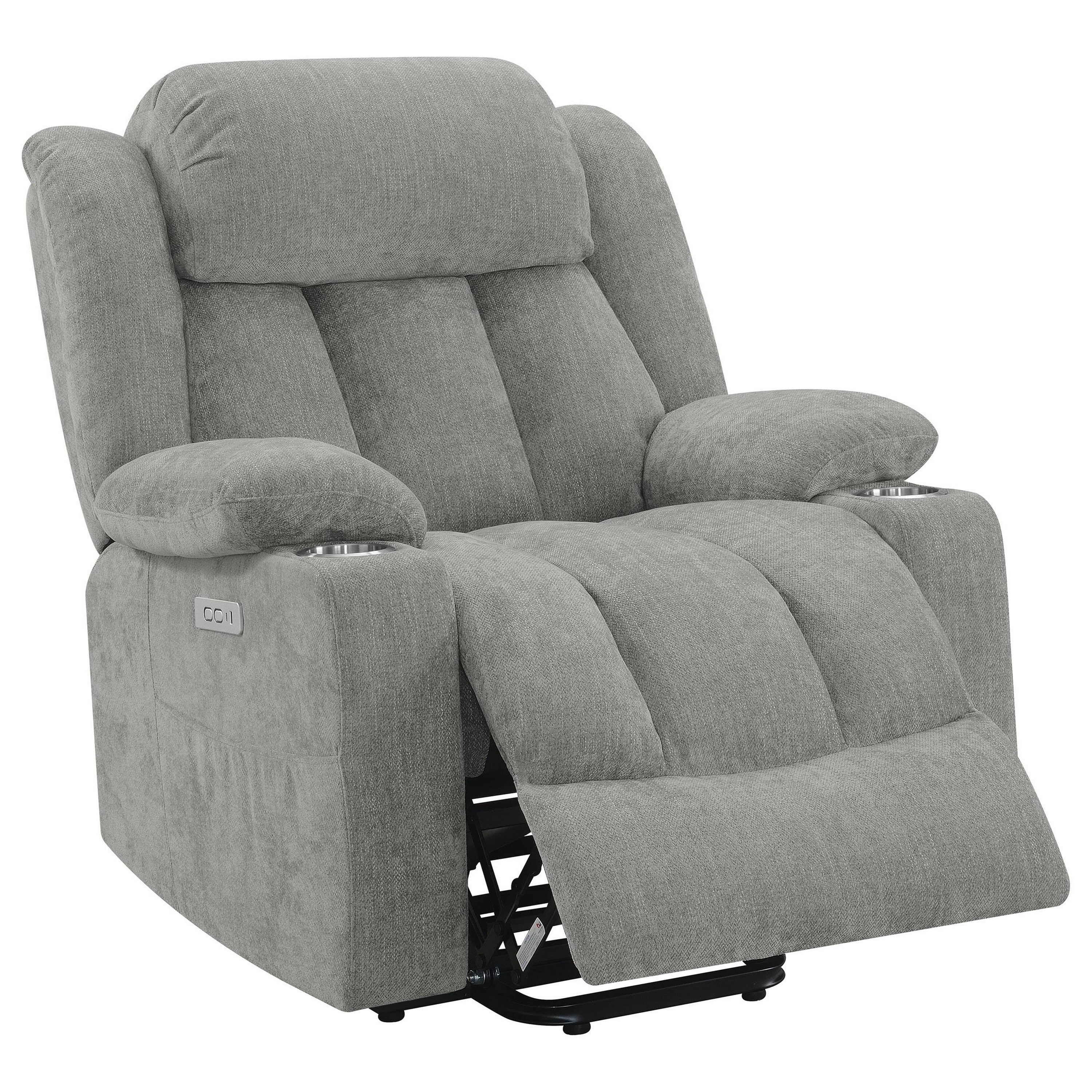 Fauteuil inclinable électrique Limi, gris clair, port USB, porte-gobelets