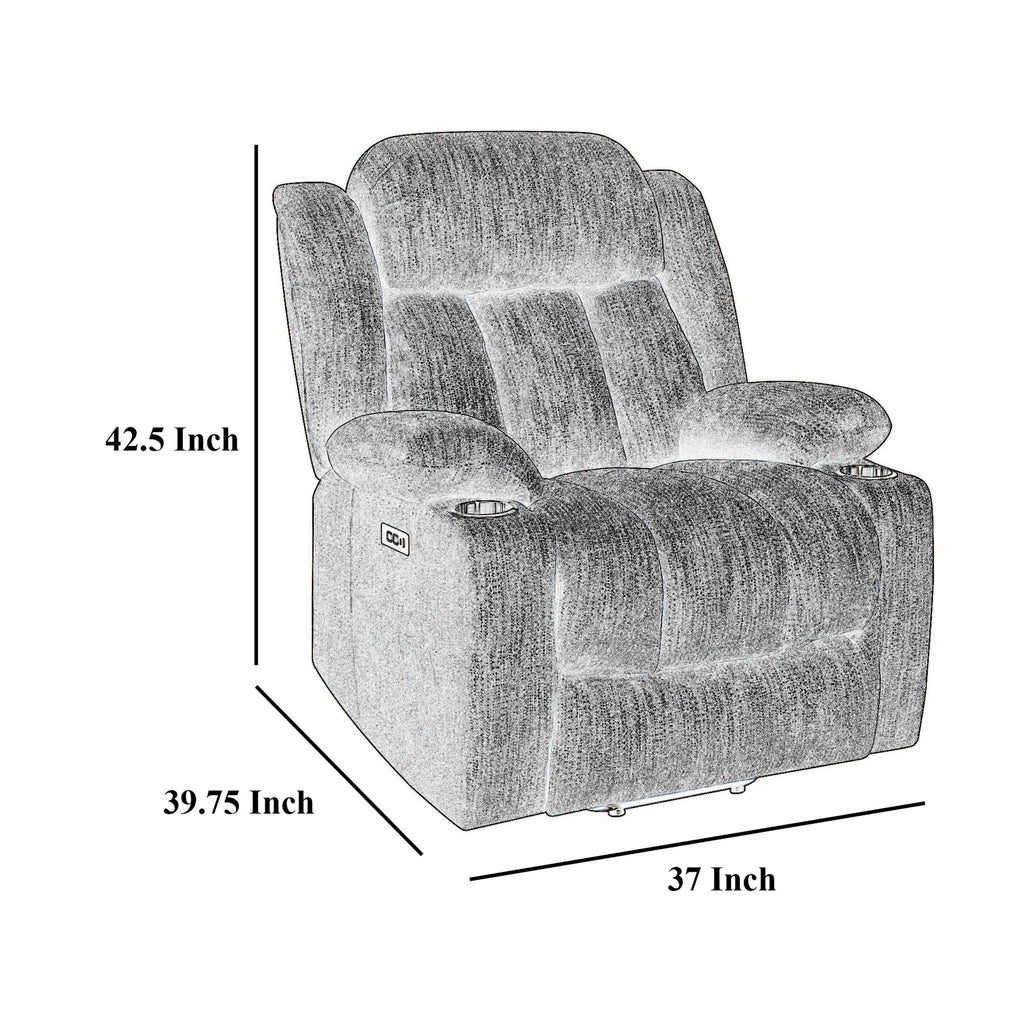 Fauteuil inclinable électrique Limi, gris clair, port USB, porte-gobelets
