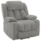 Fauteuil inclinable électrique Limi, gris clair, port USB, porte-gobelets